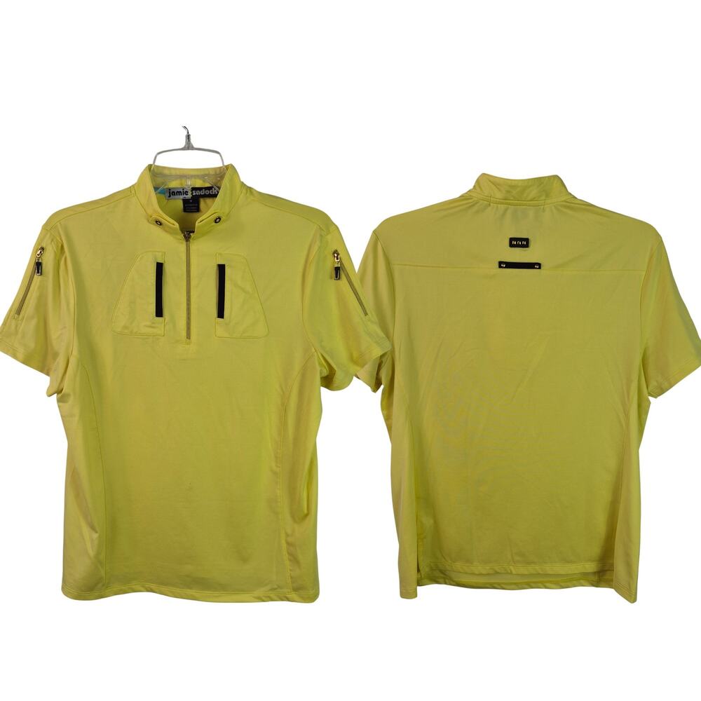 Jamie Sadock Yellow Black Short Sleeve Activewear Top Shirt M